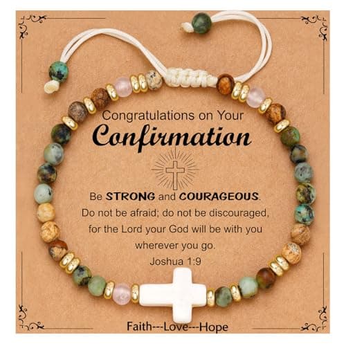 GLEZZA Christian Cross Bracelet for Women,Religious Faith Jewelry - Baptism Easter First Communion Confirmation Gifts (02.Confirmation) - Image 1