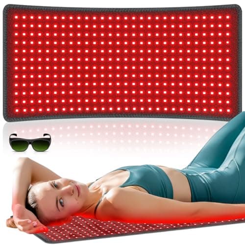 Red Light Therapy Mat for Body, 60W 31.5" x 11.8" 660nm & 850nm 360 LEDs Home Infrared Light Therapy Pad Blanket with Smart Temp & Timer for Back Belly Shoulder Muscle Pain Relief