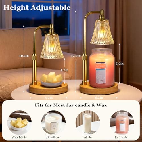 Candle Warmer Lamp with Timer Dimmable,Birthday Gifts for Women Mom Sister,Adjustable Height Wax Melt Warmer for Jar Candles,House Warming Gifts New Home,Ideal for Office,Dorm,Bedroom Home Decor - Thumbnail 3