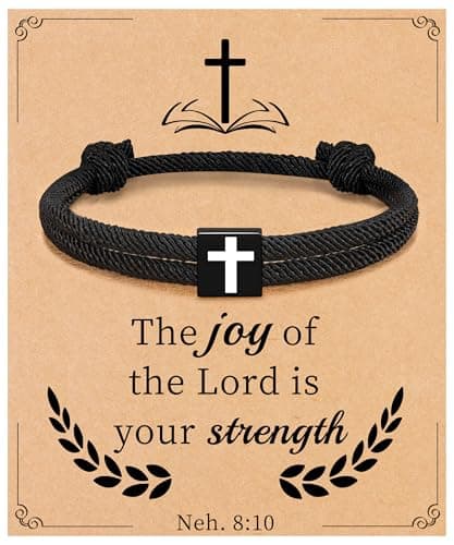 Sistble Easter Gifts for Men, Easter Basket Stuffers for Teens Cross Bracelet for Men Baptism Christian Bracelet Handmade Braided Rope Jewelry Confirmation Catholic Religious Gift - Image 1