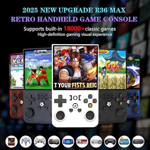 Retro Game Console R36MAX Handheld Game Console with 64GB Preloaded Games, Save/Load Function, 4.0" HD IPS Screen, Portable Emulator Console for Family, Adults & Nostalgic Players (Blue R36MAX 4.0") - Thumbnail 4