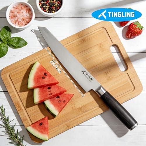Tingling Watermelon Knife 9" Melon Slicer: Fruit Knives for Cantaloupe, Pineapple Made of High Carbon Steel with Gift Box - Fruit Cutting Knife with Pakkawood Handle - Thumbnail 6