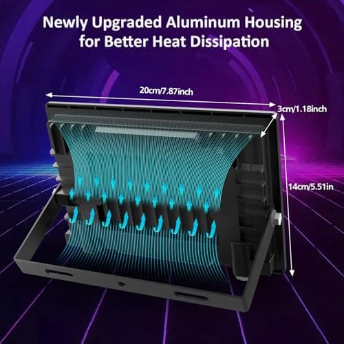 T-SUN 2 Pack 60W Black Lights Outdoor, Blacklight Flood Light with US Plug and Switch, IP66 Waterproof Black Lights for Glow Party, Glow in The Dark, Body Paint Fluorescent Poster Halloween - Thumbnail 6