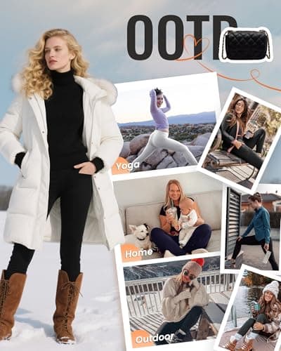 QGGQDD Womens Fleece Lined Leggings with Pocket - Soft Tummy Control High Waisted Winter Thermal Warm Yoga Pants for Workout Hiking Pkt-Coffee Brown Large-X-Large - Thumbnail 4