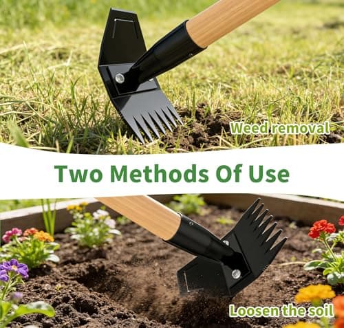 Weed Puller Tool with Long Bamboo Handle, 2 in 1 Garden Hoe&Manual Weed Remover, Weed Rake&Grabber, Gardenia Heavy Duty Uprooting Tool for Yard, Lawn and Garden, 49Inch ﻿ - Thumbnail 4