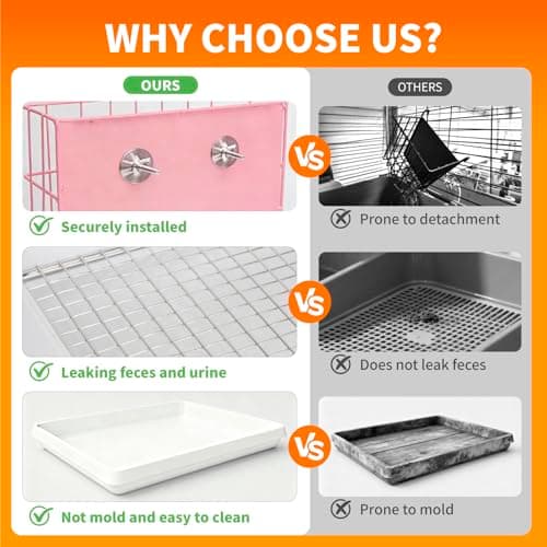 BESNEW 3 in 1 Rabbit Hay Feeder with Litter Box,Upgraded Metal Hay Rack & Litter Tray & Water Bowl,Quick Cleaning,Easy to Install,Bunny Supplies for Rabbit Guinea Pig Chinchilla Small Animals - Thumbnail 3