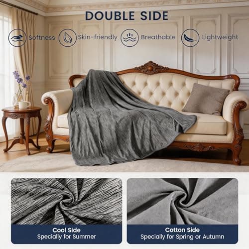 Danctec Cooling Blanket for Hot Sleepers, Summer Cool Throw for Hot Flashes or Night Sweats, Q-Max>0.4 Cool Fiber for Double Bed Couch Sofa, Lightweight Cold Blankets, Queen Size, 79x86 inch, Black - Thumbnail 3