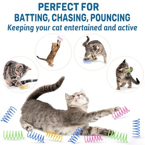 MOSYZEO Cat Toy Springs - 80 Pack Colorful Spring Toys for Cats, Bouncy Plastic Cat Spring Toy, Interactive Springs Cat Toys & Cat Toys for Indoor Cats - Thumbnail 4