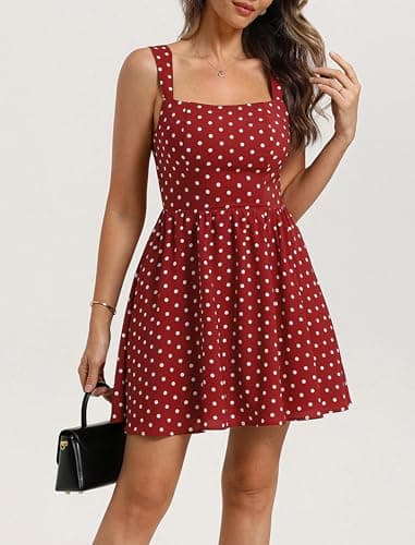 Belle Poque 1950s Vintage Dress for Women Square Neck A-line Flowy Swing Red Dress Date Night Out Outfits XXL - Thumbnail 2