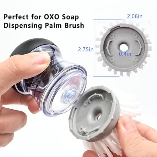 MiUWUU 4 Pack Brush Refills for OXO Dish Brush Refill B, Brush Head Replacement OXO Dish Brush Replacement Head（Grey Round） - Thumbnail 2