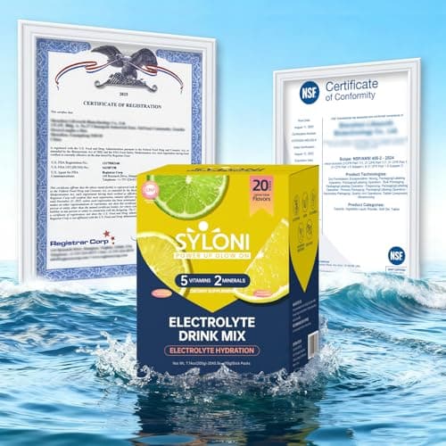 Syloni Electrolytes Powder Packets, Lemon Lime 20 Sticks, Sugar Free Hydration Packets Electrolyte Drink Mix with 7 Vitamins and Electrolytes, Keto Friendly, Vegan, Gluten Free - Thumbnail 2