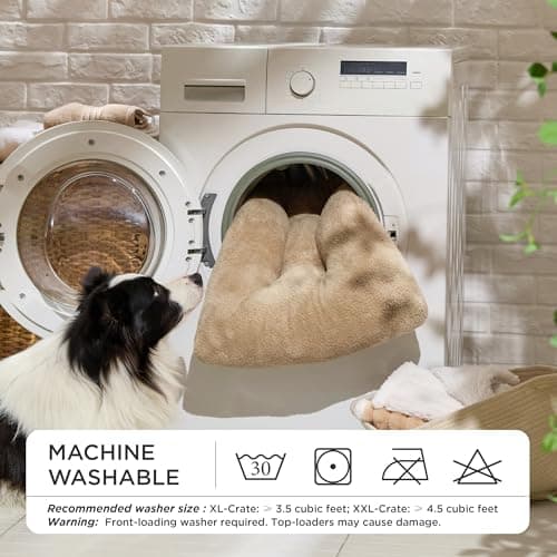 Bedsure Washable XXL Dog Bed for Crate, Giant Comfort Fluffy Plush Pet Pillow Bed Kennel Pad with Non-Slip Bottom, Machine Washable Pet Sleeping Mat for Jumbo, 47"x29", Brown - Thumbnail 4
