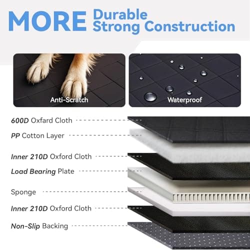High Barrier Dog Car Seat Cover,Waterproof Back Seat Extender for Dogs,Car Seat Protector,Car Seat Cover Hard Bottom Holds 500 lbs,600D Nonslip Dog Hammock,Pet Car Bed for Cars,SUVs, Small Trucks - Thumbnail 4