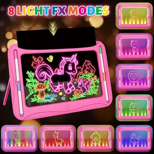 Ultimate LED Drawing Board for Kids Ages 5-7, Girls Toys Age 6-8, Christmas Birthday Gifts, Light Up Tracing Pad, 9 Double-Sided Cards, 6 Markers, Arts Crafts Learning Toy, Magic Doodle Writing Tablet - Thumbnail 3