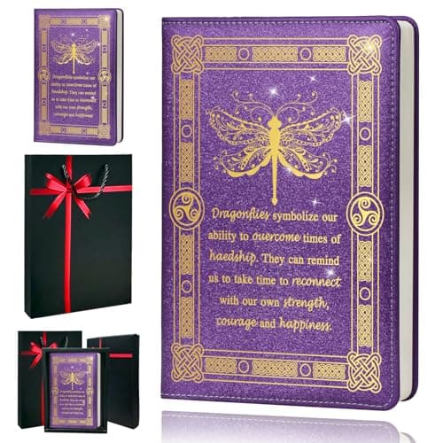 QDWXDEL Dragonfly Gifts for Women,Journal for Women,A5 Hardcover Leather Journal - 200 Pages Premium Paper Notebook, Journal Notebook for School, Work (Dragonfly Purple) - Image 1