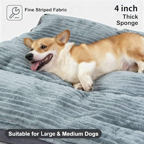 Big Dog Bed for Large Sized Dogs - Dog Crate Pad Removable Washable Cover, Non-Slip Bottom, Pet Mat Comfort Cushion for Joint Relief, Deep Sleep & Home Decor - Thumbnail 2