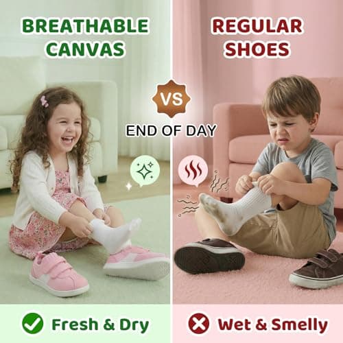 Toddler Girls Shoes Wide Toe Box Barefoot Shoes Girl Sneakers Kids Tennis Shoe Preschool Breathable Non Slip Flexible Lightweight Comfortable First Walking Running Gym Cute Water Pink Toddler Size 7 - Thumbnail 5