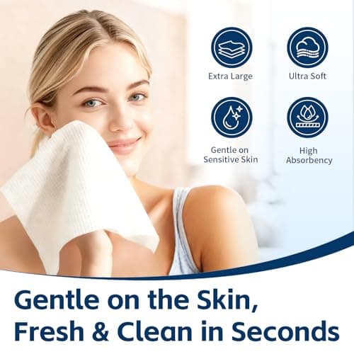 Celitina Towels XL, 100% Biobased Face Towel, Disposable Face Towelette, Thick Face Towel for Sensitive Skin, Makeup Remover Dry Wipes, Ultra Soft, Gentle Facial Cleansing Cloths1 Pack, 50 Ct - Thumbnail 2