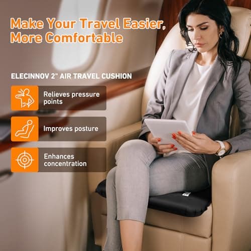 ELECINNOV Inflatable Seat Cushion, Self Inflating Memory Foam Portable Stadium Seat Cushions for Bleachers Lightweight Camping Comfort Airplane Cushion for Long Flights Outdoor Events - Thumbnail 6