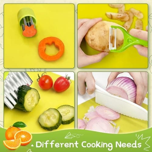 17 Pcs Kids Knife Set for Real Cooking Safe Kitchen Tools for Ages 4+ - Thumbnail 2