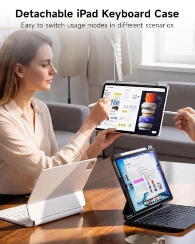Landcase Keyboard Case for iPad Pro 11 Inch (M5/M4, 2025/2024), Detachable Keyboard for ipad with Smart Contact Connector, Multi-Touch Trackpad, 7-Color Backlit Keyboard with Magnetic Stand, White - Thumbnail 5