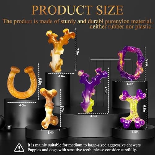 Frienhund 6 Pack Indestructible Dog Toys for Aggressive Chewers, Durable Nylon Bone for Large Dogs, Dog Toy for Aggressive Chewer Large Breed, A Mixed Special Edition Set - Thumbnail 2