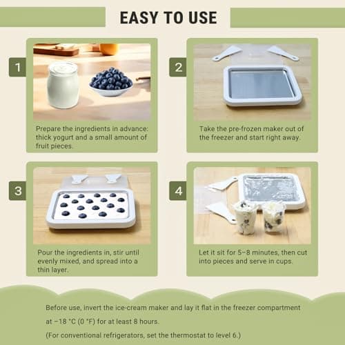 Rolled Ice Cream Maker with Lid and 2 Spatulas, At-Home DIY Instant Rolled Ice Cream Tray for Soft Serve, Slushies, Frozen Yogurt, Sashimi Plate, for Fun Family Activities, DIY Parent-Child Time - Thumbnail 5