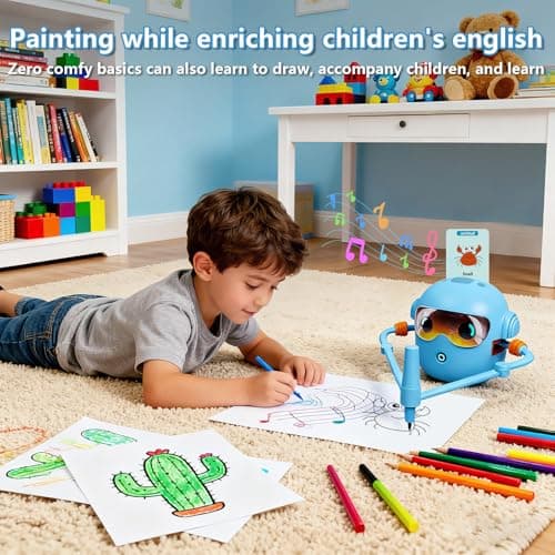 Yuieapl Drawing Robot for Kids, with 100 Design Templates & 12 Color Pens,Voice-Guided Play, Ideal Gift for Ages 3-10 - Thumbnail 4