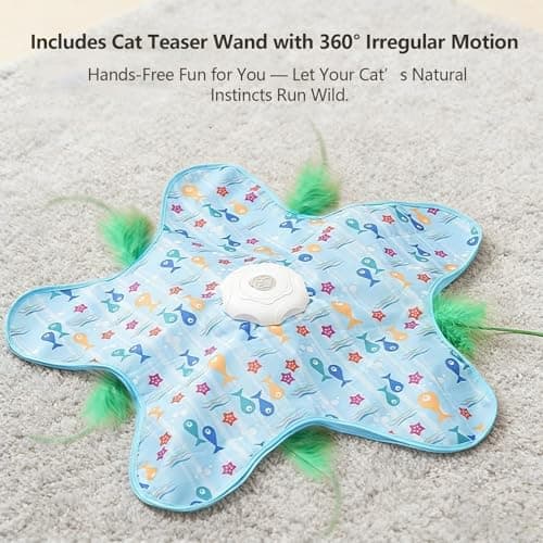 EGBULL Automatic Cat Toy Interactive Hide and Seek Cat Toy Electric Cat Toy with Feather Wand Mouse Sounds Touch Activated USB Rechargeable Kitten Toys for Indoor Cats Self Play Hunting Exercise - Thumbnail 5