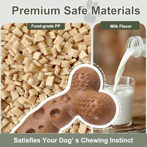 JoviQ Dog Bone Toy for Aggressive Chewers Tough Dog Chew Toys for Samll Breed to Keep Them Busy (Small-Under 20LBS, Milk) - Thumbnail 3