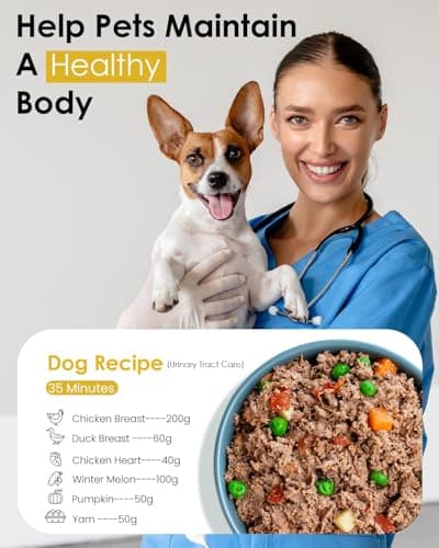Pet Fresh Meal Maker, Auto 5-in-1 Pet Food Cooker with Chop,Slow Cook, Mix, Self-cleaning and Timer, 2.6 Quart Capacity Dog Food Maker Makes 1.5 Lbs Foods for 2 Dogs, DIY Pet Recipes, Wet or Dry Food. - Thumbnail 6
