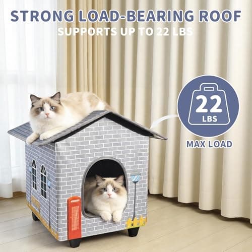 NAMOTEK Elevated Heated Cat Houses for Indoor/Outdoor Cats with Heated Cat Bed Waterproof， Insulated Providing Safe Feral Cats, Easy to Assemble Small(15" x 13" x18) - Thumbnail 3