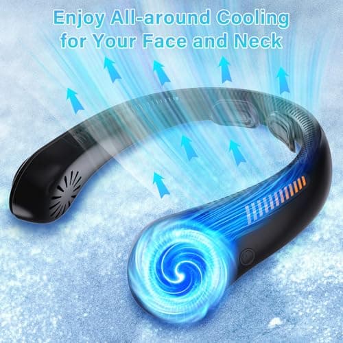 Portable Neck Fan Rechargeable, 5 Speeds, Lightweight, Long Lasting, Battery Operated All-Around Cooling Quiet Personal Fans for Travel Camping Cooling Essentials, Birthday Gifts for Women Men Mom Dad - Thumbnail 5