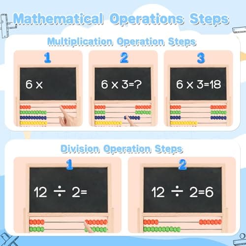 Wooden Abacus for Kids Math Games for Kids 3-5 4 5-7 6-8 Counters Toys with Double-Sided Whiteboard Blackboard and Magnetic Number Cards 1-100 Educational Counting Math Manipulatives 1st 2nd grade - Thumbnail 5