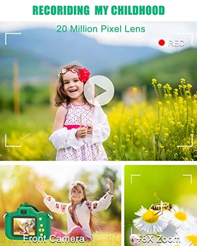Kids Camera for 3-12 Years Old Toddlers Childrens Birthday Graduation Gifts Selfie Digital Toy Camera with 32GB SD Card for 4 5 6 7 8 9 10 11 Boys Girls - Thumbnail 4