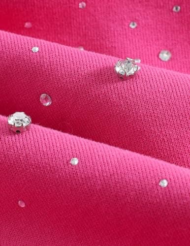 Aelfric Eden Rhinestone Hoodies Men Women Diamond Hooded Sweatshirt Fashion Luxury Casual Streetwear Unisex Hoodie Pullover Hot Pink XS - Thumbnail 3
