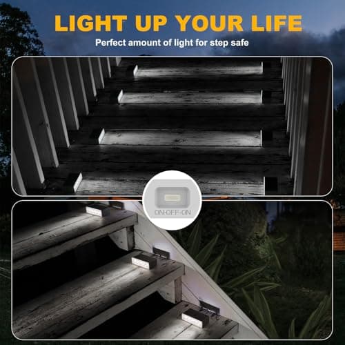 T-SUN Solar Step Light Outdoor, 6 Pack Solar Stair Lights, 6000K Step Lights Outdoor Solar Powered Waterproof LED Outdoor Solar Lights for Steps Deck Court Garden Balcony Patio Stair Porch - Thumbnail 2