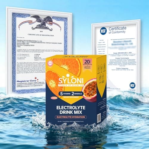 Syloni Electrolytes Powder Packets, Citrus Passion Fruit(0.36 oz*20 Sticks), Sugar Free Hydration Packets Electrolyte Drink Mix with 7 Vitamins and Electrolytes, Keto Friendly, Vegan - Thumbnail 2