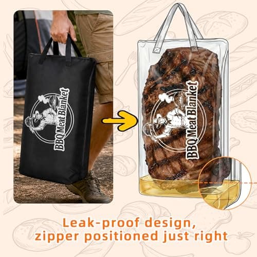 Roseek BBQ Meat Blanket Resting Brisket Bag Rugged 600D Oxford Leakproof Heat Pressed, Father's Day Birthday Wedding Gifts for Men Dad Husband Smoker&Grilling Accessories Backyard Camping Party(21") - Thumbnail 6