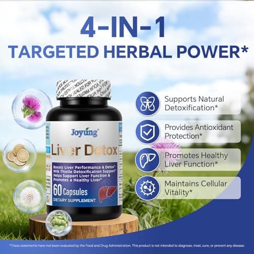 Joyung 540mg Milk Thistle Liver Support Supplement - Silymarin Complex with Artichoke, Dandelion Root & Turmeric - Supports Liver Health, Digestion & Metabolism - 60 Capsules - Thumbnail 4