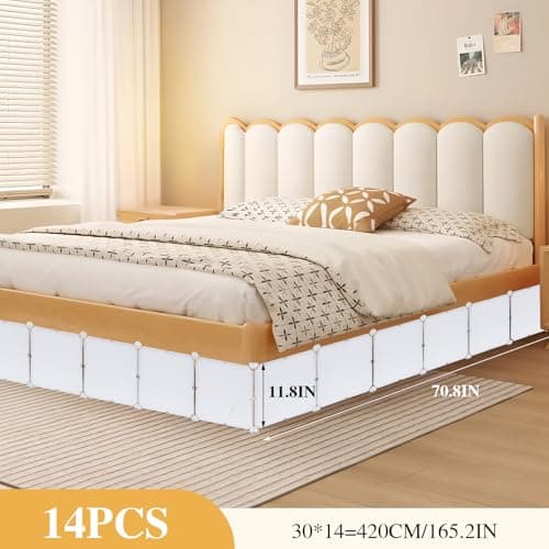 11.8" H x 166" L in Total Under Bed Blocker for Pets, Adjustable Length Bed Blockers for Under Beds, Under Bed Blocker Stops Pets Sneaking Under, Fits Queen, King Bed Two Sides, White - Thumbnail 3