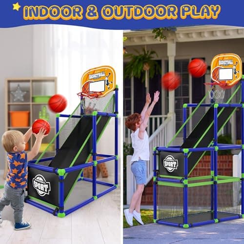 EagleStone Arcade Basketball Hoop Game Indoor, Ajustable Height Indoor Basketball Hoop with 4 Balls Storage Design for Kids,Perfect Sports Outdoor Play Toys for Kids Age 3 to 6 Years - Thumbnail 2