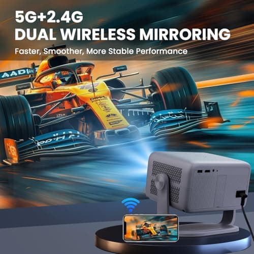 [500+APPS/600 ANSI/Voice Control] Projector with Apps WiFi and Bluetooth ,Smart Projector Support 4K Native 1080P with Apps Built in,360° Rotation & 150"Display Projectors for Bedroom Outdoor - Thumbnail 4