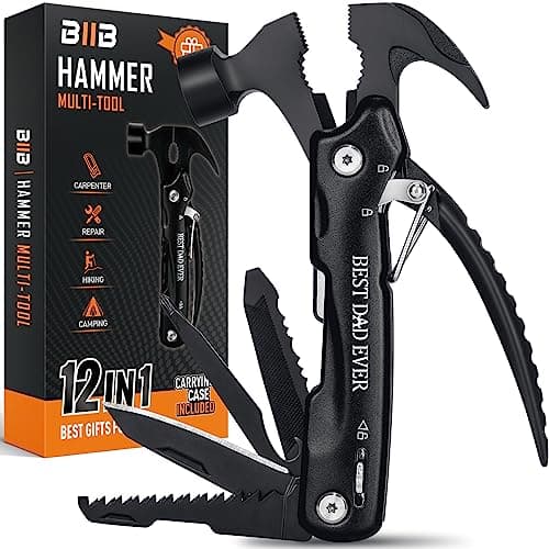BIIB Fathers Day Mens Gifts for Husband Dad Grandpa, 12 in 1 Hammer Multitool Camping Essentials, Gifts for Men, Personalized Fathers Day Dad Gifts from Daughter Son Wife, Camping Gear Survival Tools - Image 1