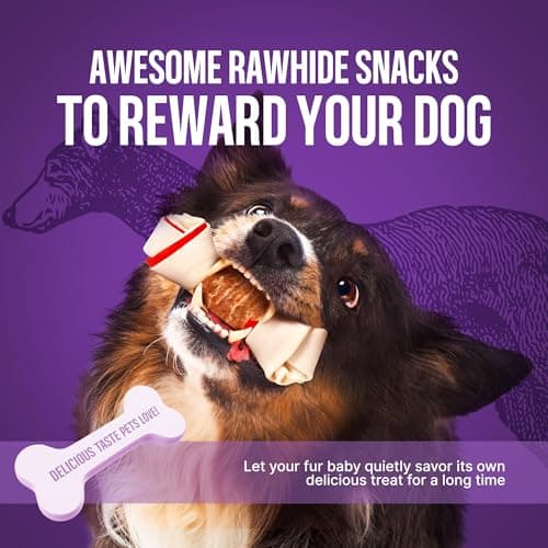 PETPHABET Chicken Wrapped Rawhide Dog Bones, 5-5.5 Inch Long Lasting Dog Chew Treats for Medium & Large Dogs, 5 Count Beefhide Dog Snacks for Training Healthy Chewing, Knotted Dog Bones High Protein - Thumbnail 5