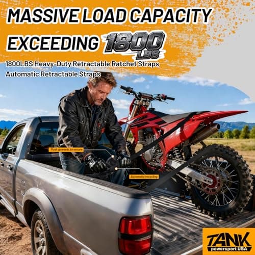 1800LB Retractable Ratchet Straps with Soft Loops(4 Pack), 1" x 12FT Heavy Duty Auto Self Retracting Tie Down Straps for Trucks, Motorcycle, Cargo, Trailer, Moving-Black - Thumbnail 2