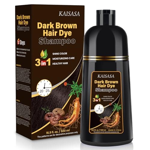 IIIMEIDU KAISASA Dark Brown Hair Dye Shampoo for Gray Hair, Semi Permanent Hair Color Shampoo for Women Men, Grey Coverage 500ml