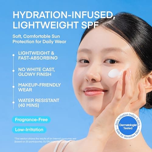 Terez & Honor Sunscreen for Face: Hydrating Face Sunscreen Broad Spectrum SPF 50 with UVA/UVB Protection - Moisturizing, Soothing, Water-Resistant, No-White Cast & Non-Greasy - Korean Sun Care 1.69oz - Thumbnail 3