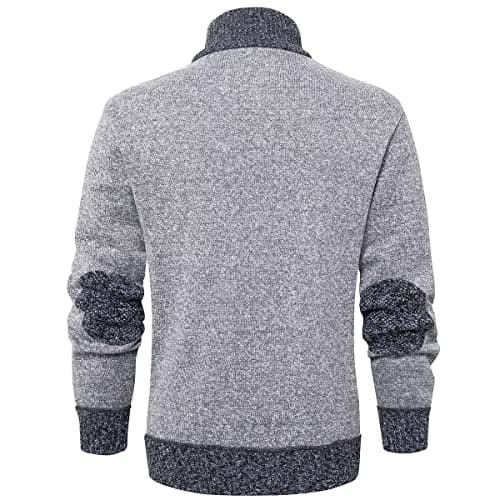 Msmsse Men's Cardigan Sweaters Full Zip Knitted Sweater for Mens Light Grey US XL - Thumbnail 2
