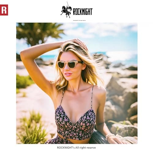 ROCKNIGHT HD UV400 Polarized Sunglasses Women Polarized UV Protection Unbreakable Comfortable Flat Green Lens Outdoor Walking Beach Sunglasses - Thumbnail 2